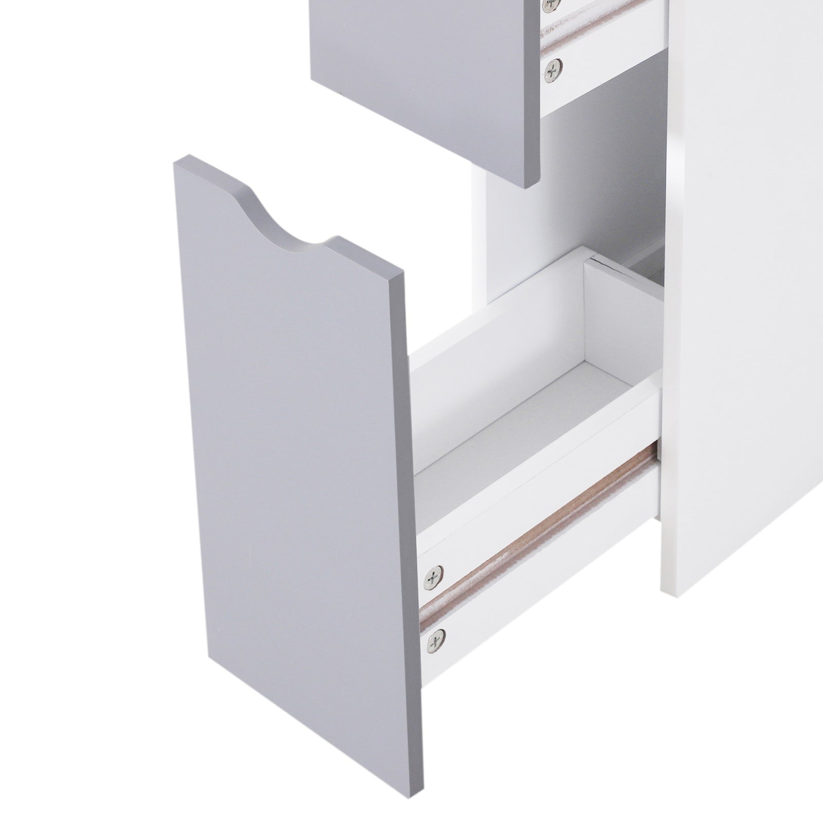 HOMCOM 54" Tall Bathroom Storage Cabinet, Freestanding Linen Tower with 2-Tier Shelf and Drawers, Narrow Side Floor Organizer, White