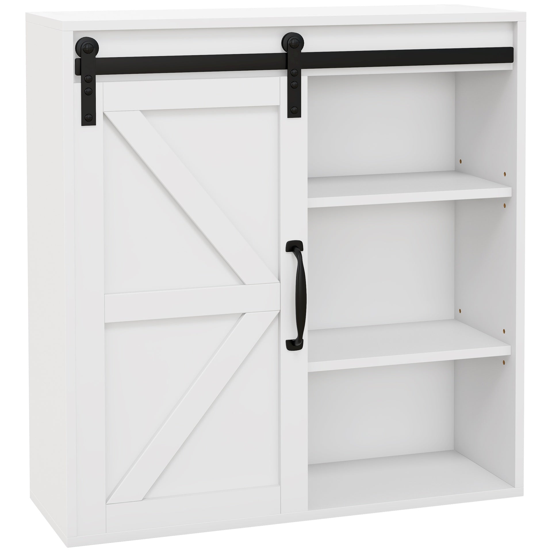 kleankin Bathroom Medicine Cabinet, Wall Cabinet with Sliding Door and Adjustable Shelf, 22.75" x 7.75" x 24.5", White