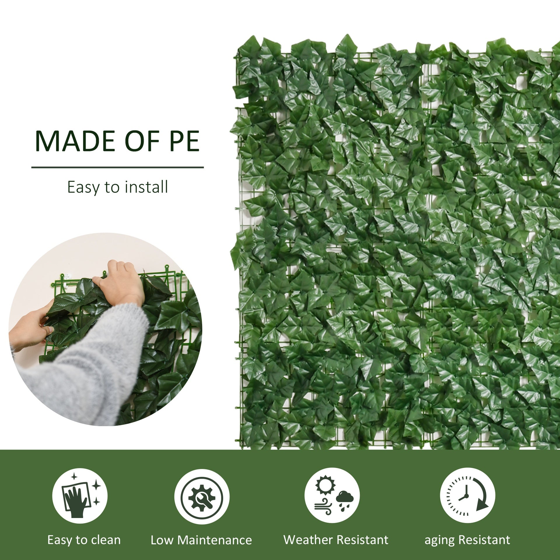 Outsunny Grass Wall Panels, 118" x 39" Artificial Grass Wall Decor,Greenery Backdrop Panels Wall for Outdoor, Indoor, Garden, Fence, Backyard, Dark Green