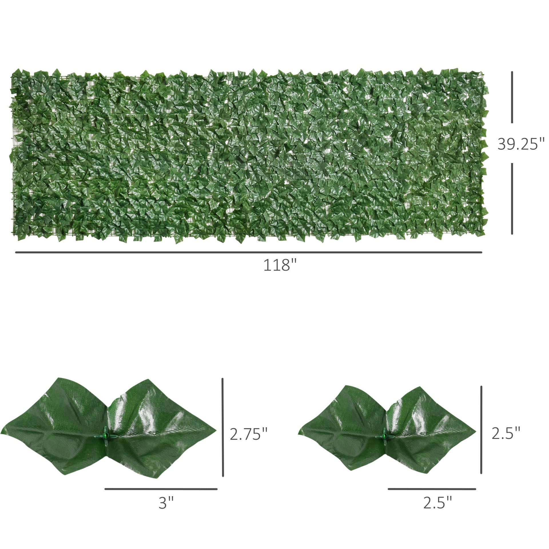 Outsunny Grass Wall Panels, 118" x 39" Artificial Grass Wall Decor,Greenery Backdrop Panels Wall for Outdoor, Indoor, Garden, Fence, Backyard, Dark Green