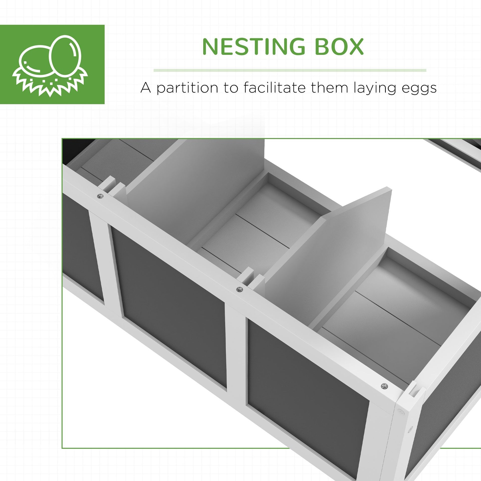 PawHut Wooden Chicken Coop with Nesting Box for 6 Chickens, Dark Gray