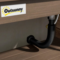Outsunny Wooden Potting Bench with Storage, Sink, Water Tap for Backyard, Patio, Balcony, Dark Brown