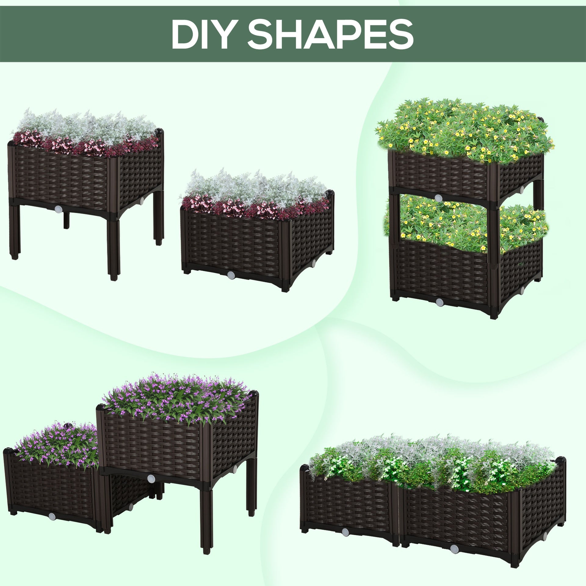 Outsunny 2-Piece Raised Garden Bed with Legs, Self-Watering Planter Box Raised Bed to Grow Flowers, Herbs & Vegetables, Brown