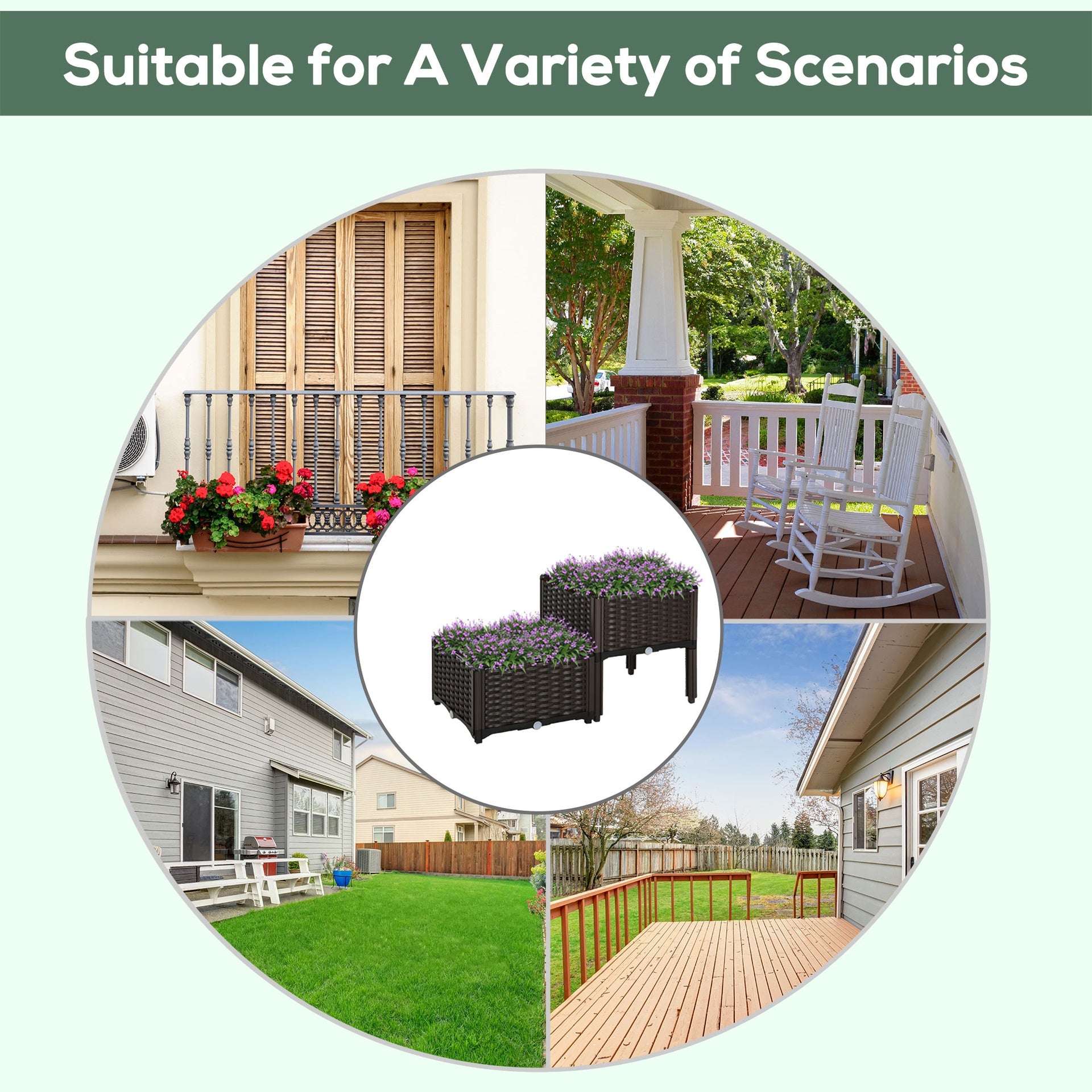 Outsunny 2-Piece Raised Garden Bed with Legs, Self-Watering Planter Box Raised Bed to Grow Flowers, Herbs & Vegetables, Brown