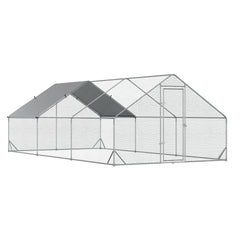PawHut 10' x 20' x 6.5' Chicken Coop Cage, Outdoor Hen House w/Cover & Lockable Door