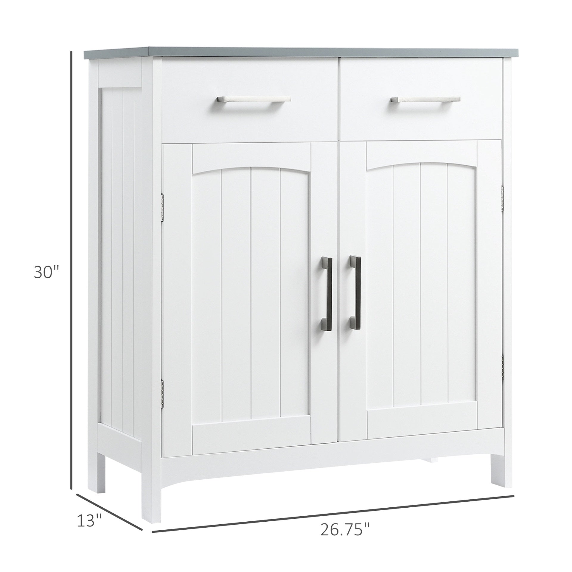 kleankin Bathroom Floor Cabinet, Freestanding Linen Cabinet, Storage Cabinet with 2 Drawers, Double Doors, Adjustable Shelf, White