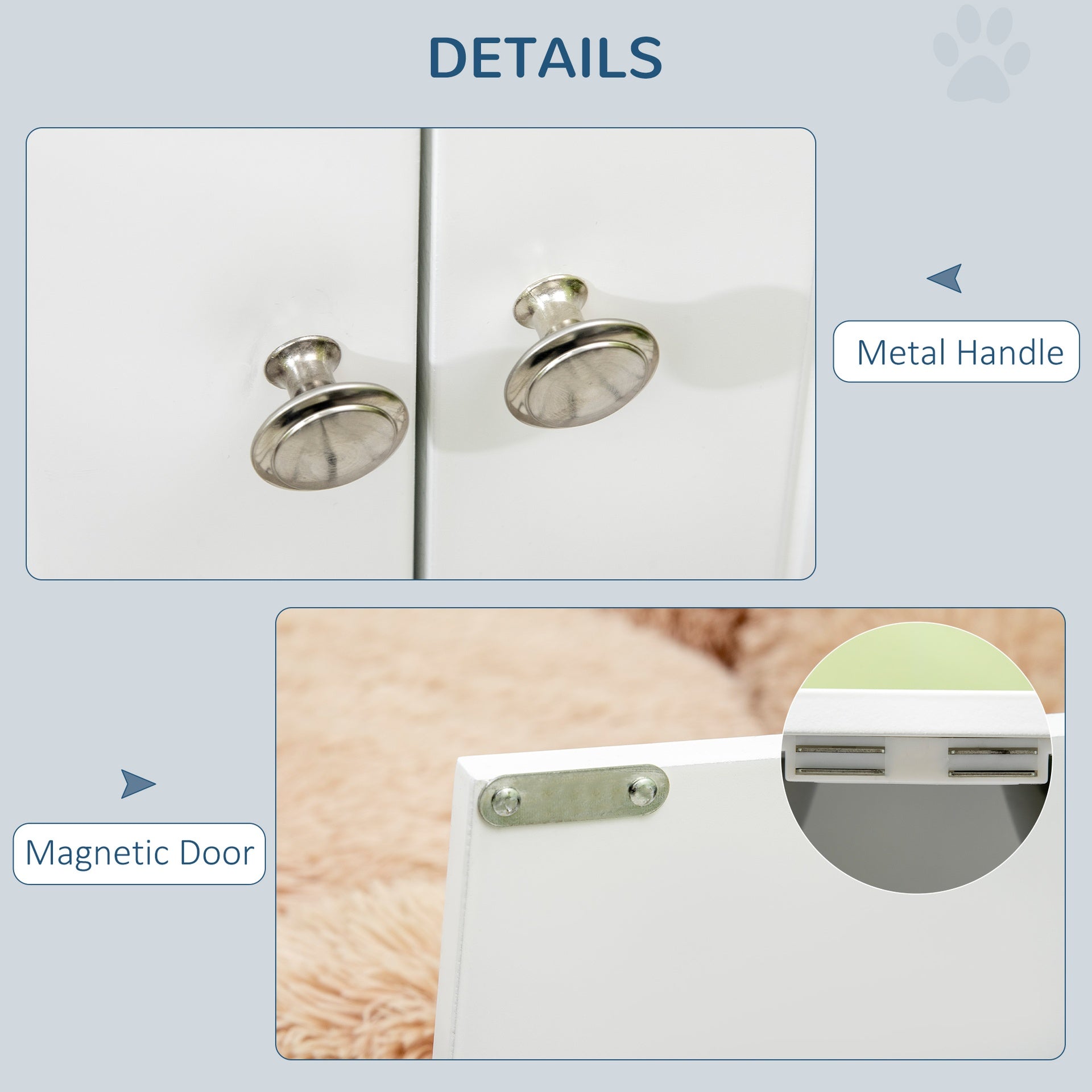 PawHut Large Elevated Dog Bowls with Storage Cabinet Containing Large 44L Capacity, Raised Dog Bowl Stand Pet Food Bowl Pet Feeding Station, White