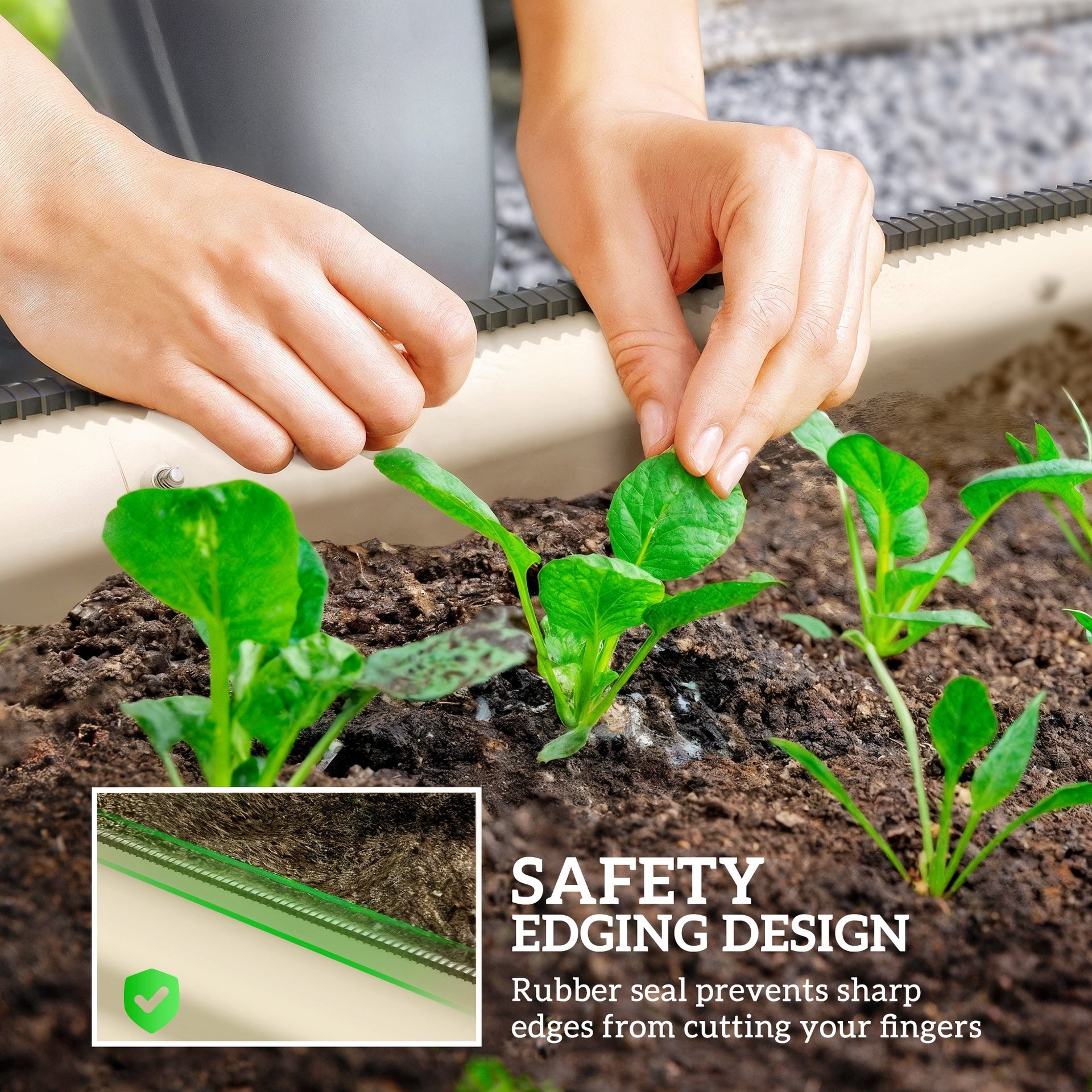 Outsunny 7.9' x 2' x 1' Galvanized Raised Garden Bed Kit, Metal Planter Box with Safety Edging, Cream