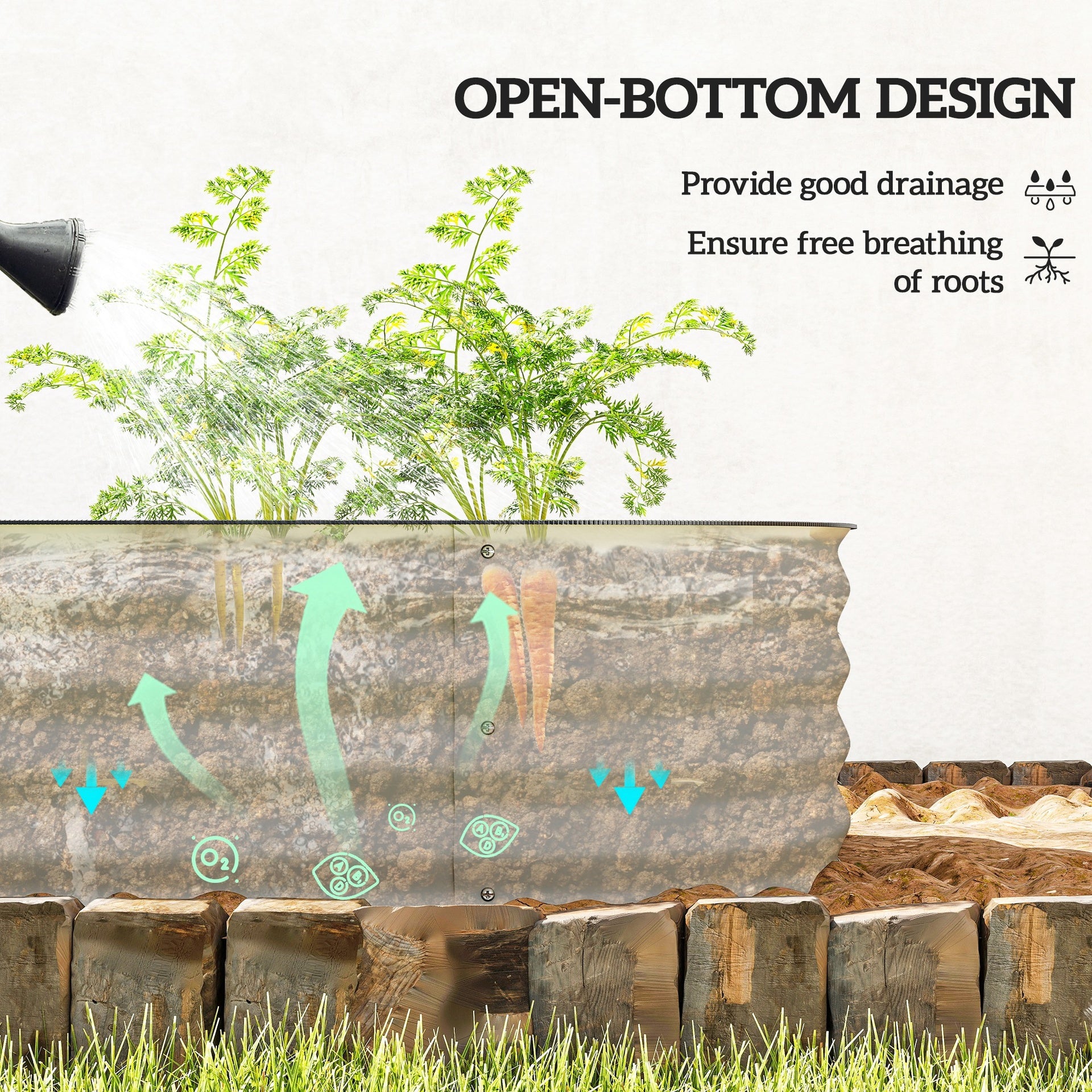 Outsunny 7.9' x 2' x 1' Galvanized Raised Garden Bed Kit, Metal Planter Box with Safety Edging, Cream