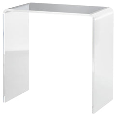 HOMCOM Modern Acrylic End Table, Waterfall Side Table with Rounded Edges and Storage for Small Spaces, 21" x 12" x 21", Clear