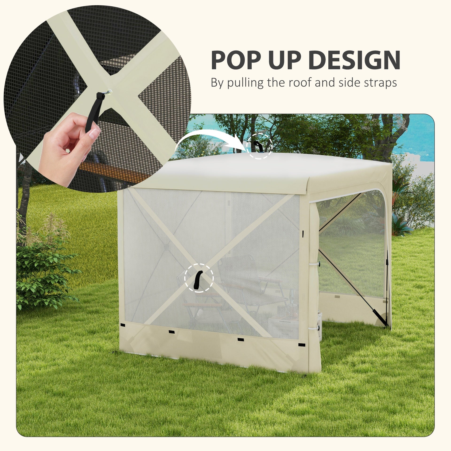 Outsunny 7' x 8' Pop Up Canopy Tent, Camping Tent Sun Shade Shelter with Curtains, Nettings and Carrying Bag, UV-Resistant
