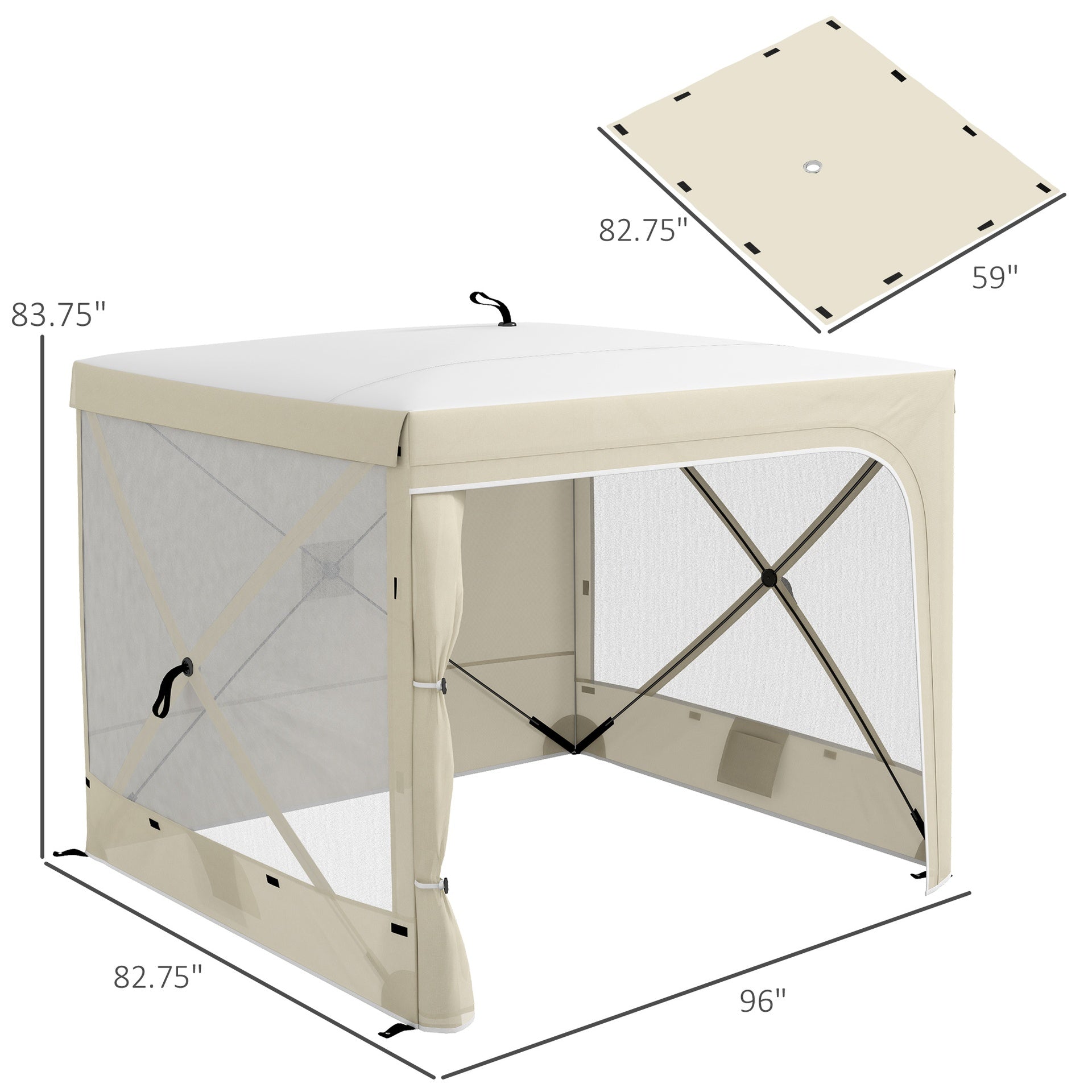 Outsunny 7' x 8' Pop Up Canopy Tent, Camping Tent Sun Shade Shelter with Curtains, Nettings and Carrying Bag, UV-Resistant