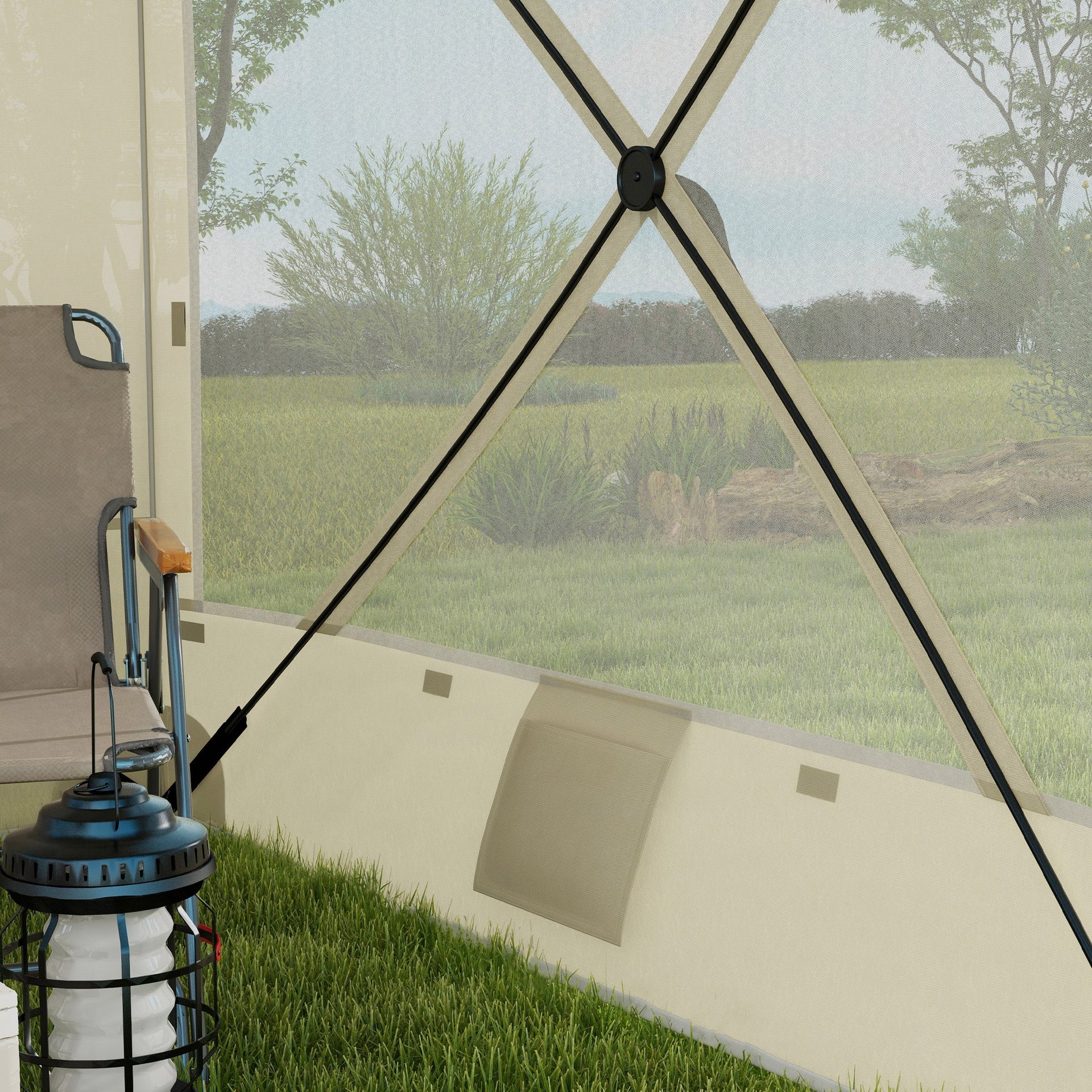 Outsunny 7' x 8' Pop Up Canopy Tent, Camping Tent Sun Shade Shelter with Curtains, Nettings and Carrying Bag, UV-Resistant
