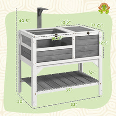 PawHut Tortoise Habitat with Shelf Storage Tortoise Gift Accessory with Weather Protection for Indoor, Light Gray