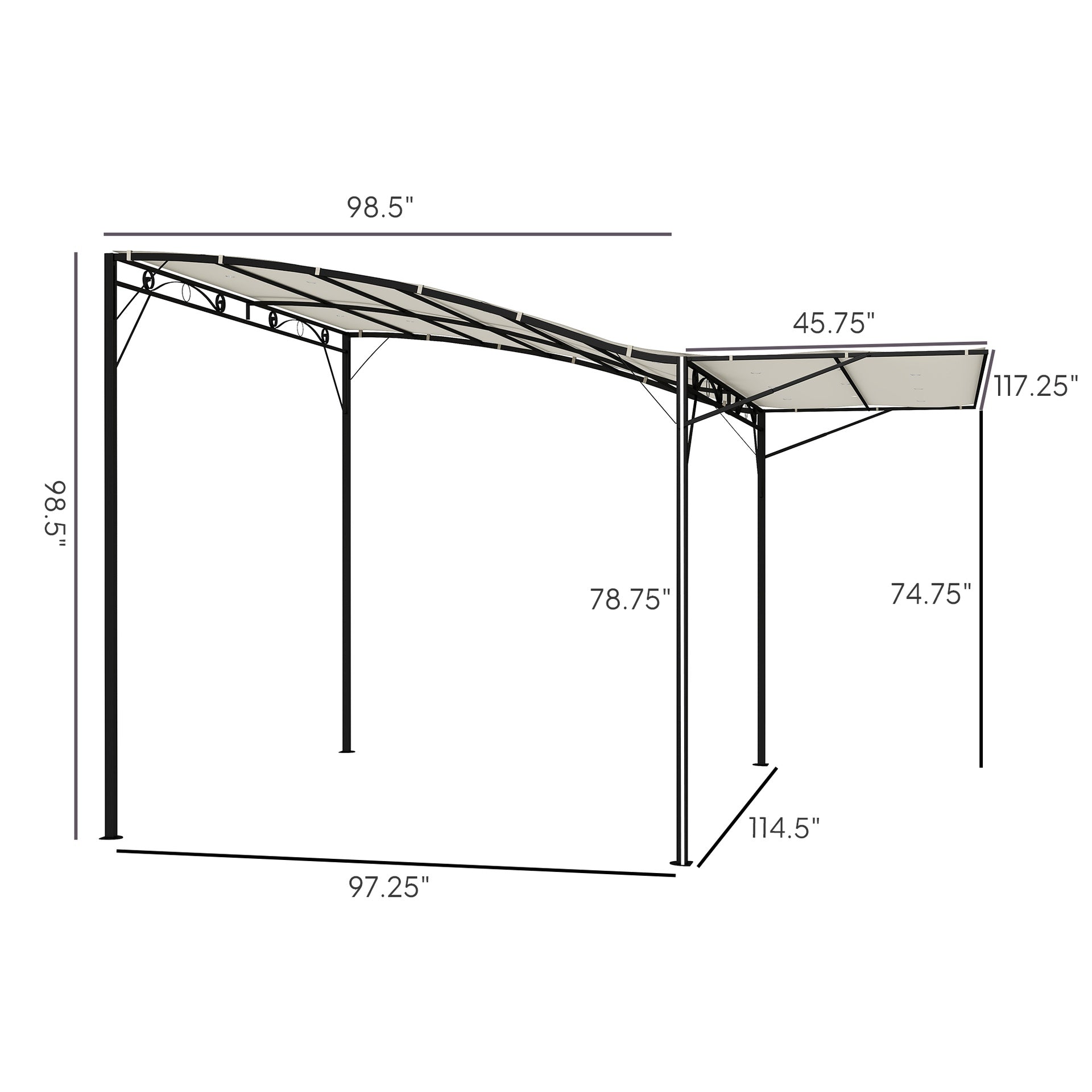 Outsunny 10' x 8' Outdoor Pergola and Patio Gazebo for Garden, Camper, Deck, Doors and Windows, Cream White