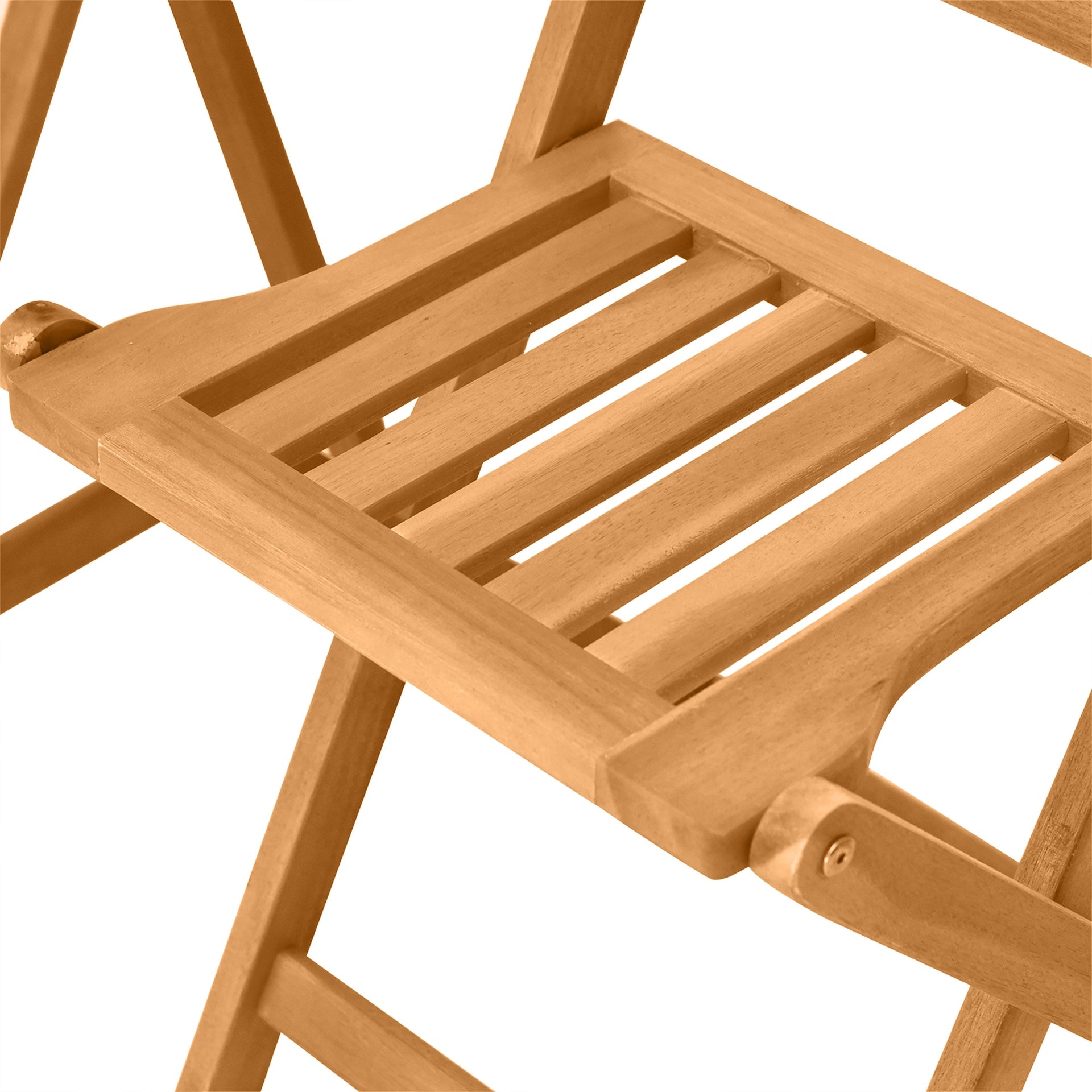 Outsunny 3-Piece Acacia Wood Bistro Set, Folding Patio Furniture with 2 Folding Chairs and Round Coffee Table, Teak, Slatted Finish, for Backyard, Balcony, Deck, Natural