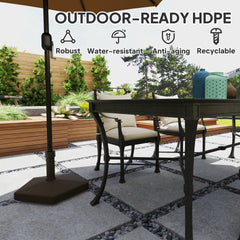 Outsunny Patio Umbrella Base Holder, Heavy Duty Outdoor Umbrella Stand Base, Filled Up to 42lbs with Sand or 33lbs with Water for Garden, Poolside, Brown