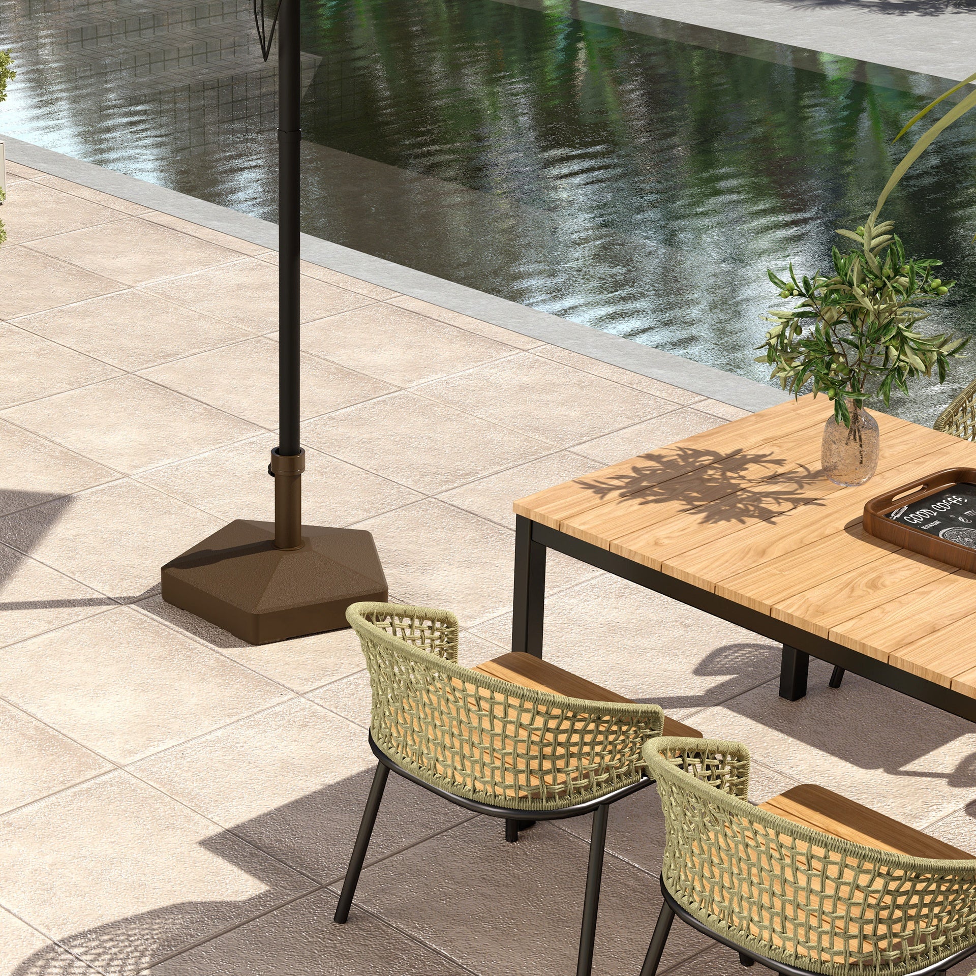 Outsunny Patio Umbrella Base Holder, Heavy Duty Outdoor Umbrella Stand Base, Filled Up to 42lbs with Sand or 33lbs with Water for Garden, Poolside, Brown