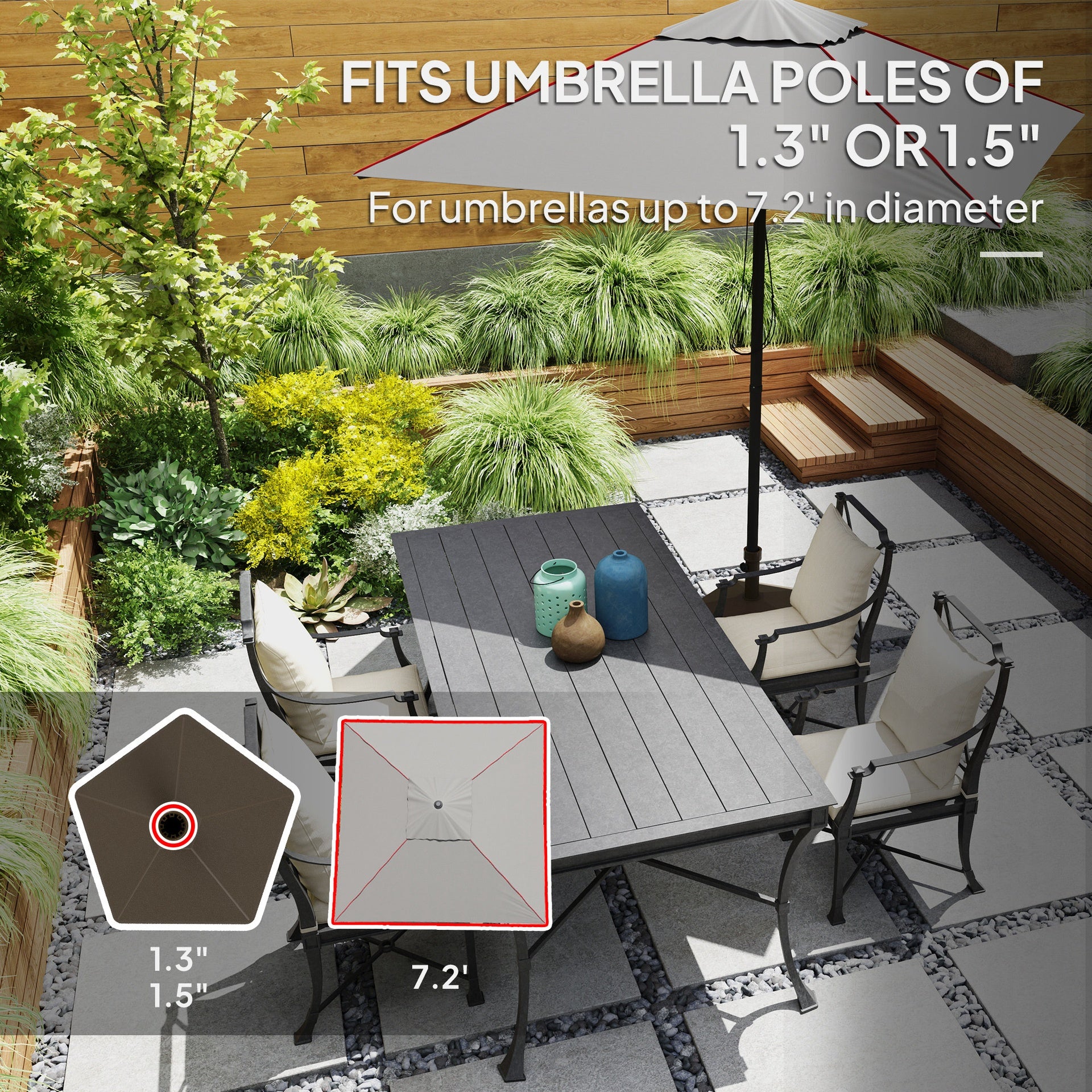 Outsunny Patio Umbrella Base Holder, Heavy Duty Outdoor Umbrella Stand Base, Filled Up to 42lbs with Sand or 33lbs with Water for Garden, Poolside, Brown