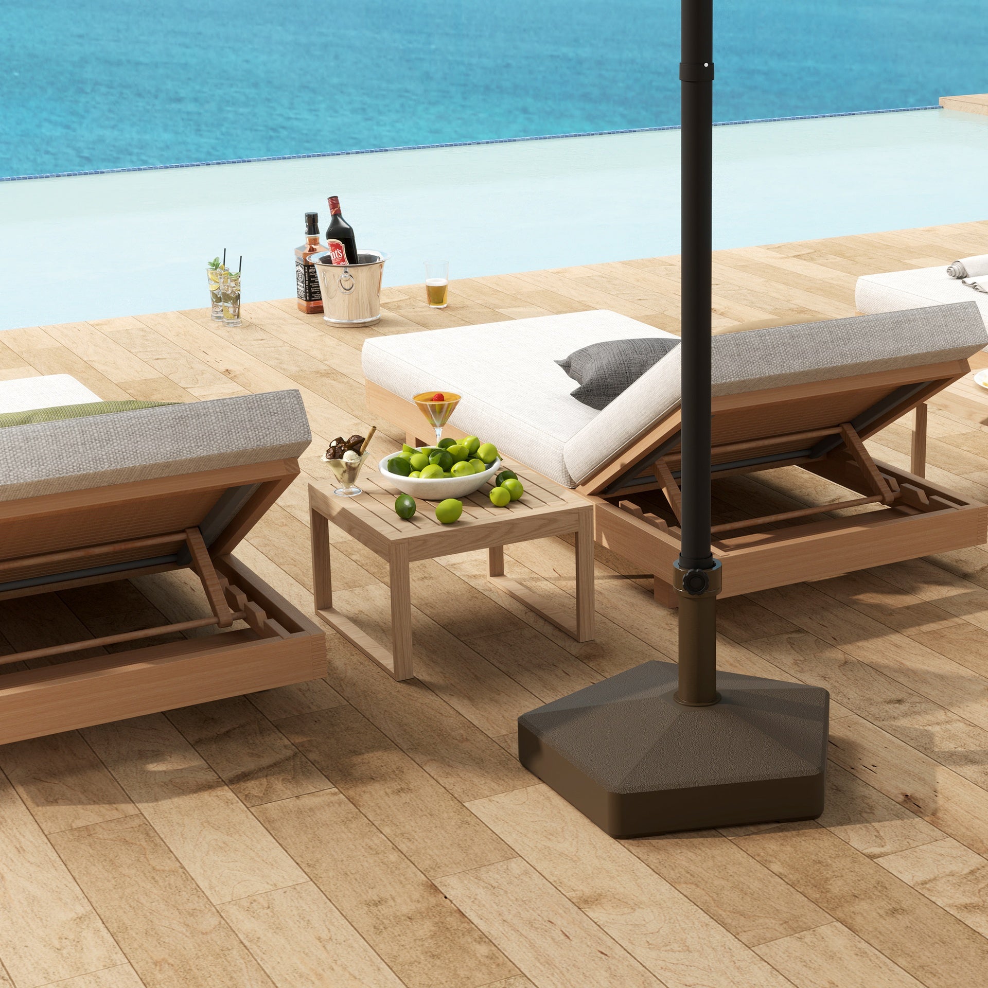 Outsunny Patio Umbrella Base Holder, Heavy Duty Outdoor Umbrella Stand Base, Filled Up to 42lbs with Sand or 33lbs with Water for Garden, Poolside, Brown