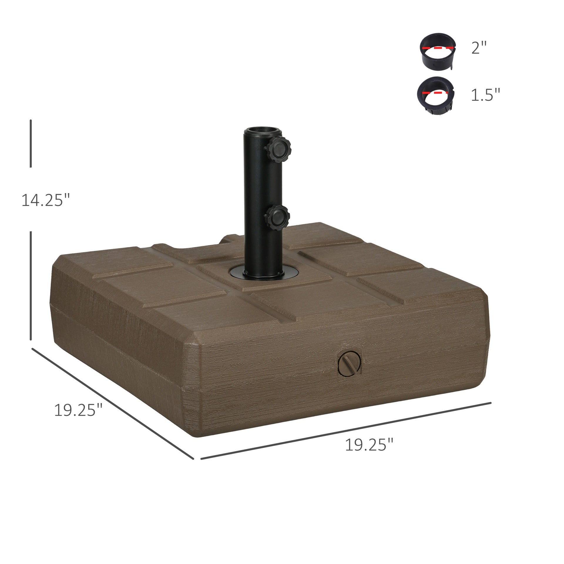 Outsunny Umbrella Stand for 1.5", or 1.9" Umbrella Poles, Fillable Umbrella Base, Brown