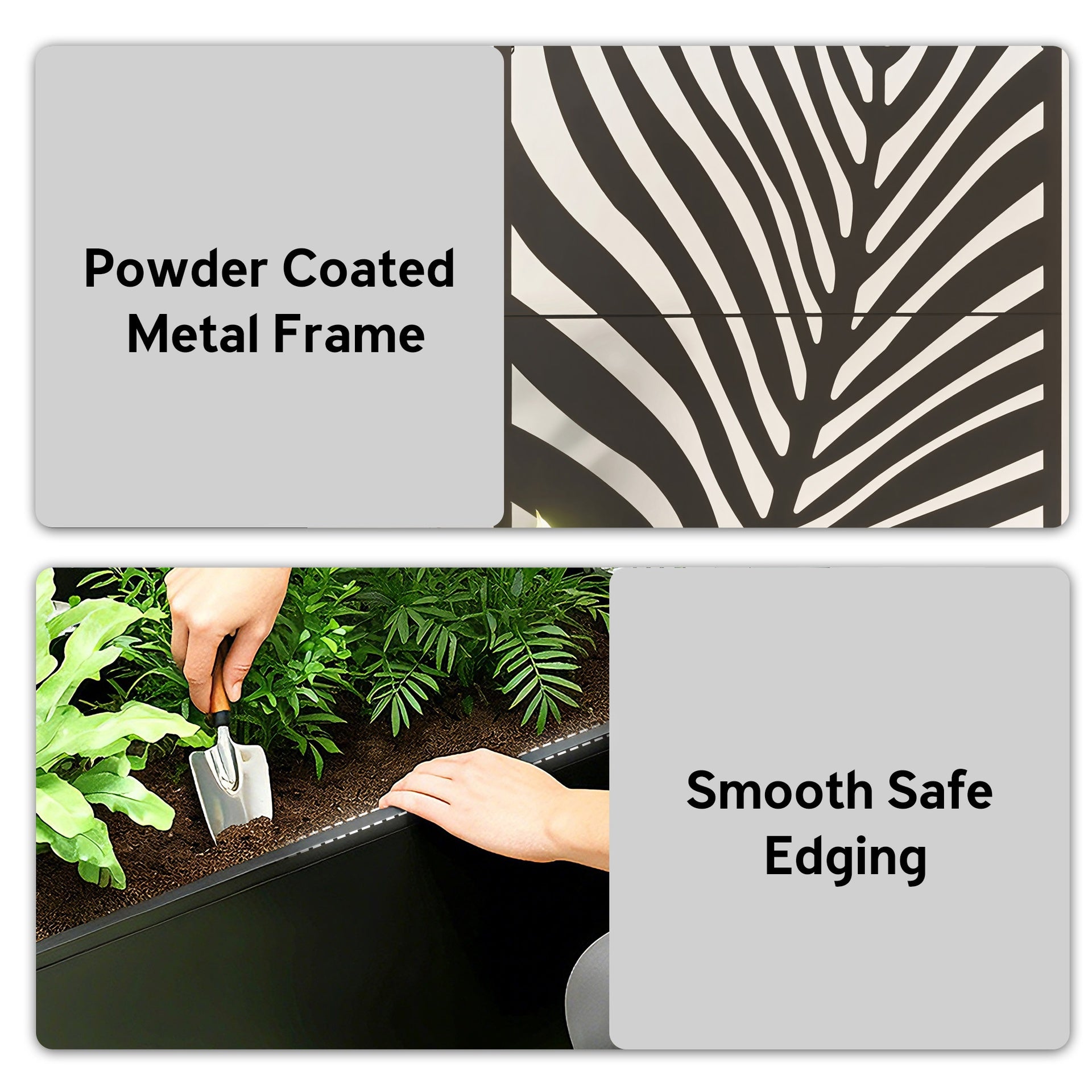 Outsunny Metal Planter Box with Trellis, Raised Garden Bed with Trellis Large Leaf Cut-Out Privacy Screen for Climbing Plants