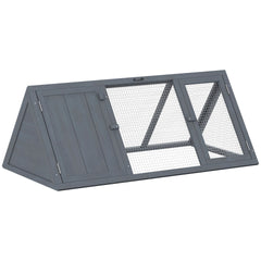 PawHut Rabbit Hutch, Wooden Guinea Pig Hutch with Run and Doors, Outdoor Triangle Bunny House for Rabbits,Duck and Chicken