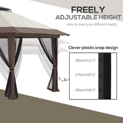 Outsunny 13' x 13' Pop Up Gazebo Instant Canopy Tent Shelter with 2-Tier Roof, Carry Bag, Wight Bags for Outdoor, Garden, Beige