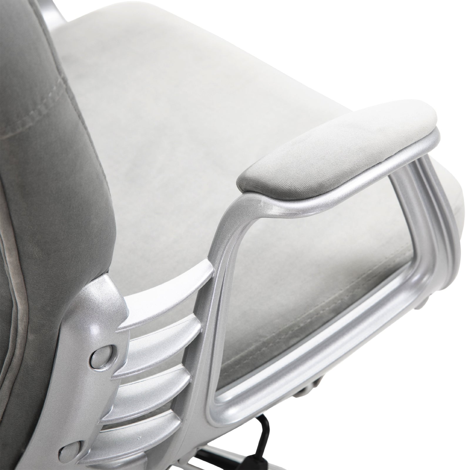 Vinsetto Velvet Home Office Chair, Button Tufted Desk Chair with Padded Armrests, Adjustable Height and Swivel Wheels, Gray