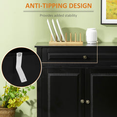 HOMCOM Sideboard Buffet Cabinet, Modern Accent Cabinet with 2 Drawers and Adjustable Shelves, Entryway Cabinet, Black