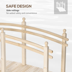 Outsunny Wooden Arch Garden Bridge, Safety Rails for Backyard Ponds, Creeks, Streams, 7.5' , Natural