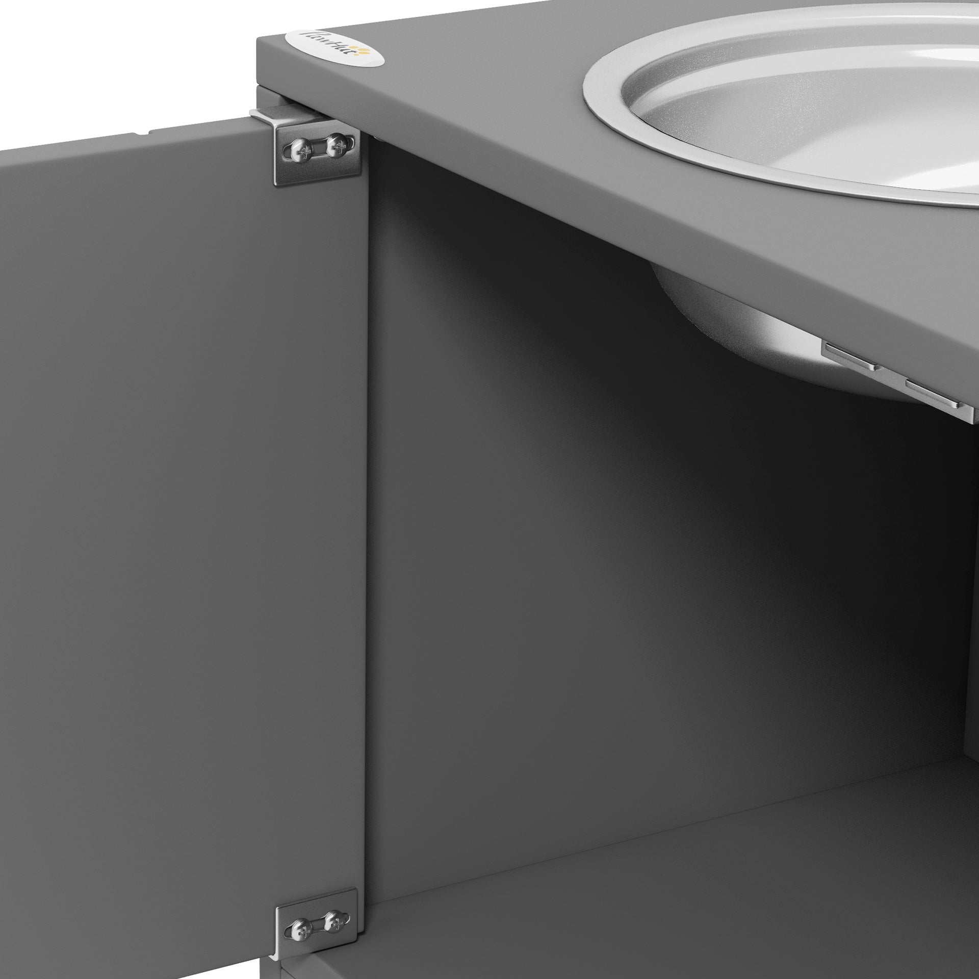 PawHut Elevated Dog Bowls with Storage Cabinet Containing Large 44L Capacity, Gray