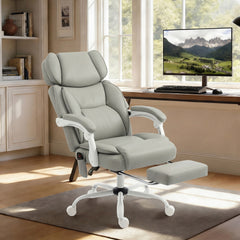 HOMCOM High Back Vibration Massage Office Chair Heated Reclining Computer Chair w/ Footrest, Swivel Wheels, Remote, Light Gray