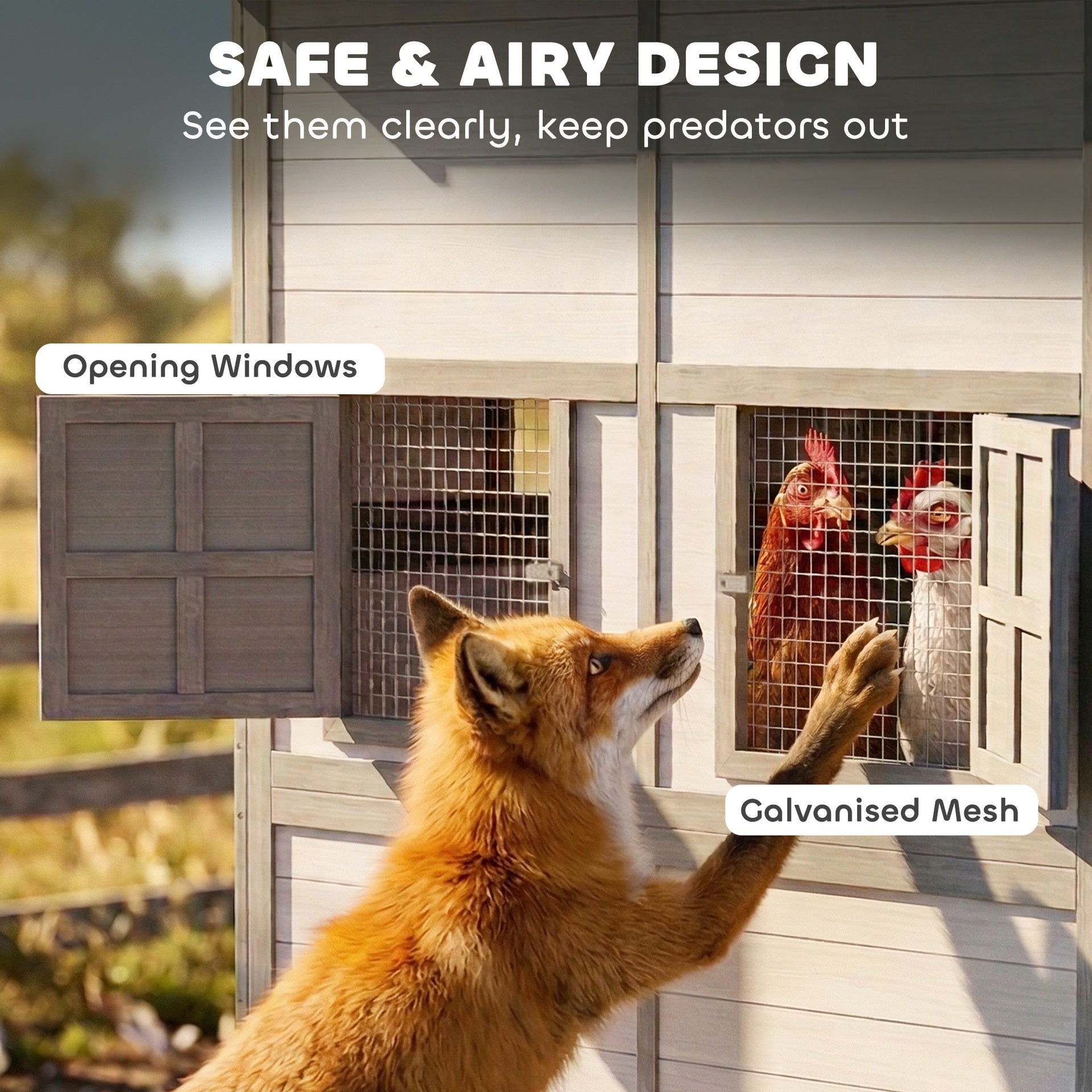 PawHut 147" Extra Wooden Large Chicken Coop with Run for 8–10 Hens, Predator-Proof Mesh, Gray