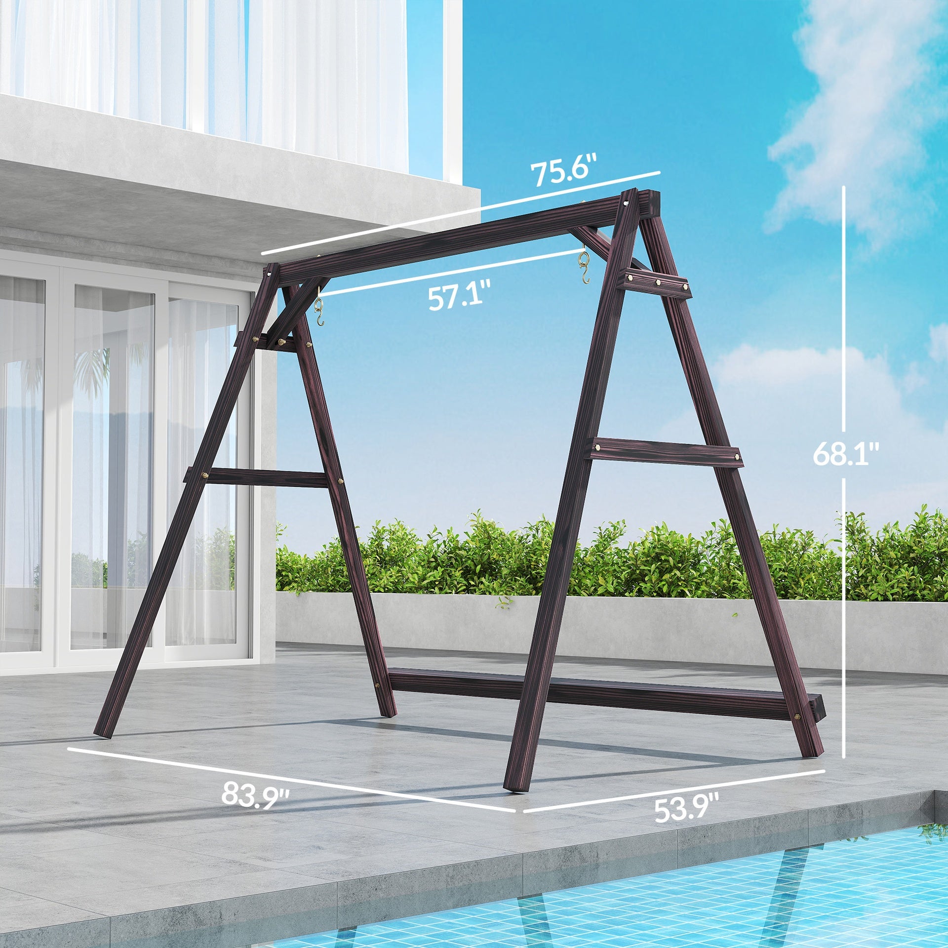 Outsunny Porch Swing Frame, Heavy Duty A-Frame Hanging Chair Stand Only with Reinforced Bars for Porch, Garden, Backyard