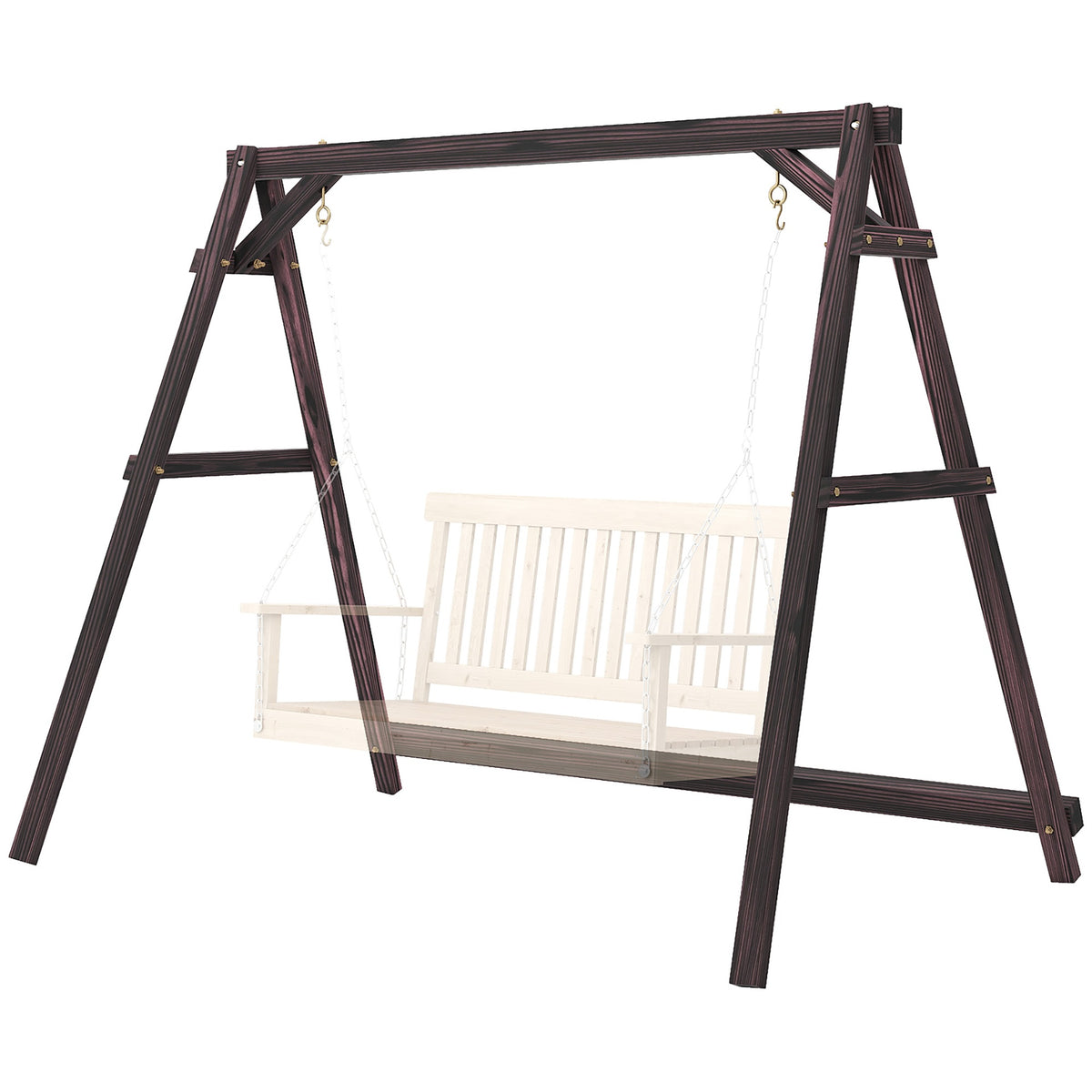 Outsunny Porch Swing Frame, Heavy Duty A-Frame Hanging Chair Stand Only with Reinforced Bars for Porch, Garden, Backyard