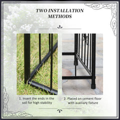 Outsunny 86" Garden Arch Arbor, Metal Arch Trellis with Gate and Planter Baskets, Garden Archway for Climbing Vines, Wedding Ceremony Decoration, Flourishes & Arrow Tips, Black