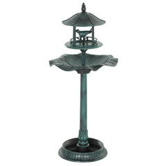 Outsunny 3 in 1 Garden Bird Bath Bowl Pedestal with Bird Feeder, Large Water Basin, Underneath Flower Planter, Green
