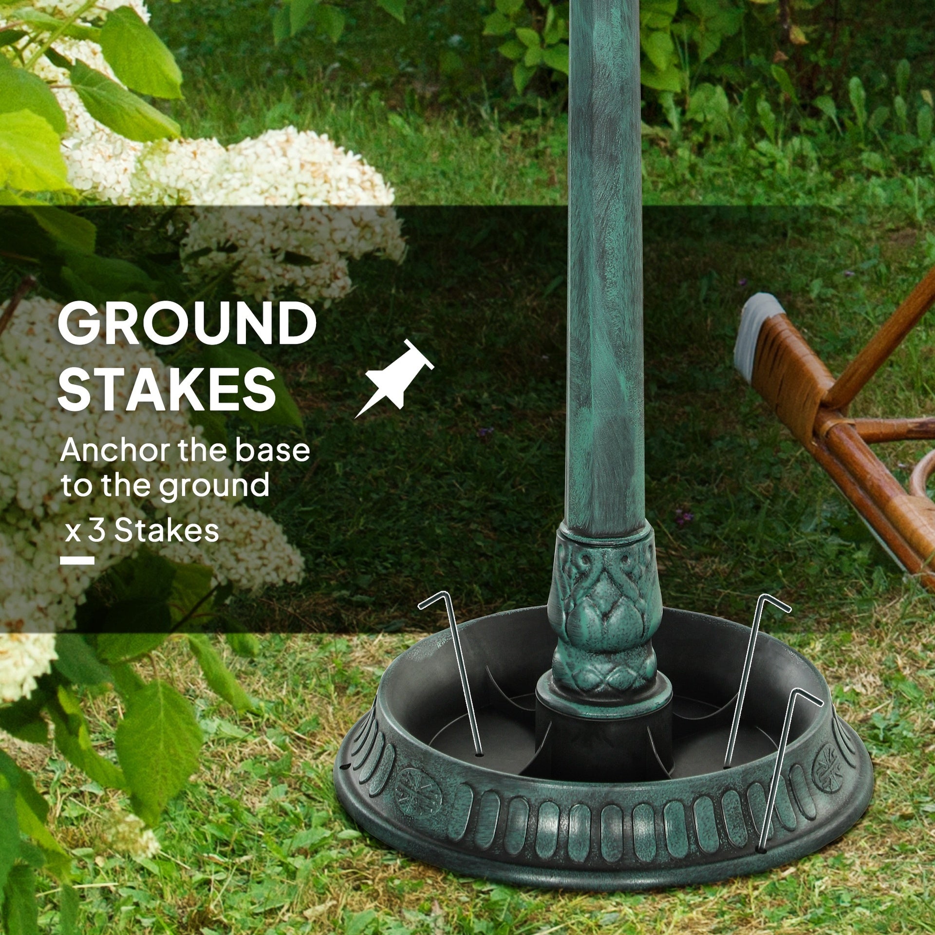 Outsunny 3 in 1 Garden Bird Bath Bowl Pedestal with Bird Feeder, Large Water Basin, Underneath Flower Planter, Green