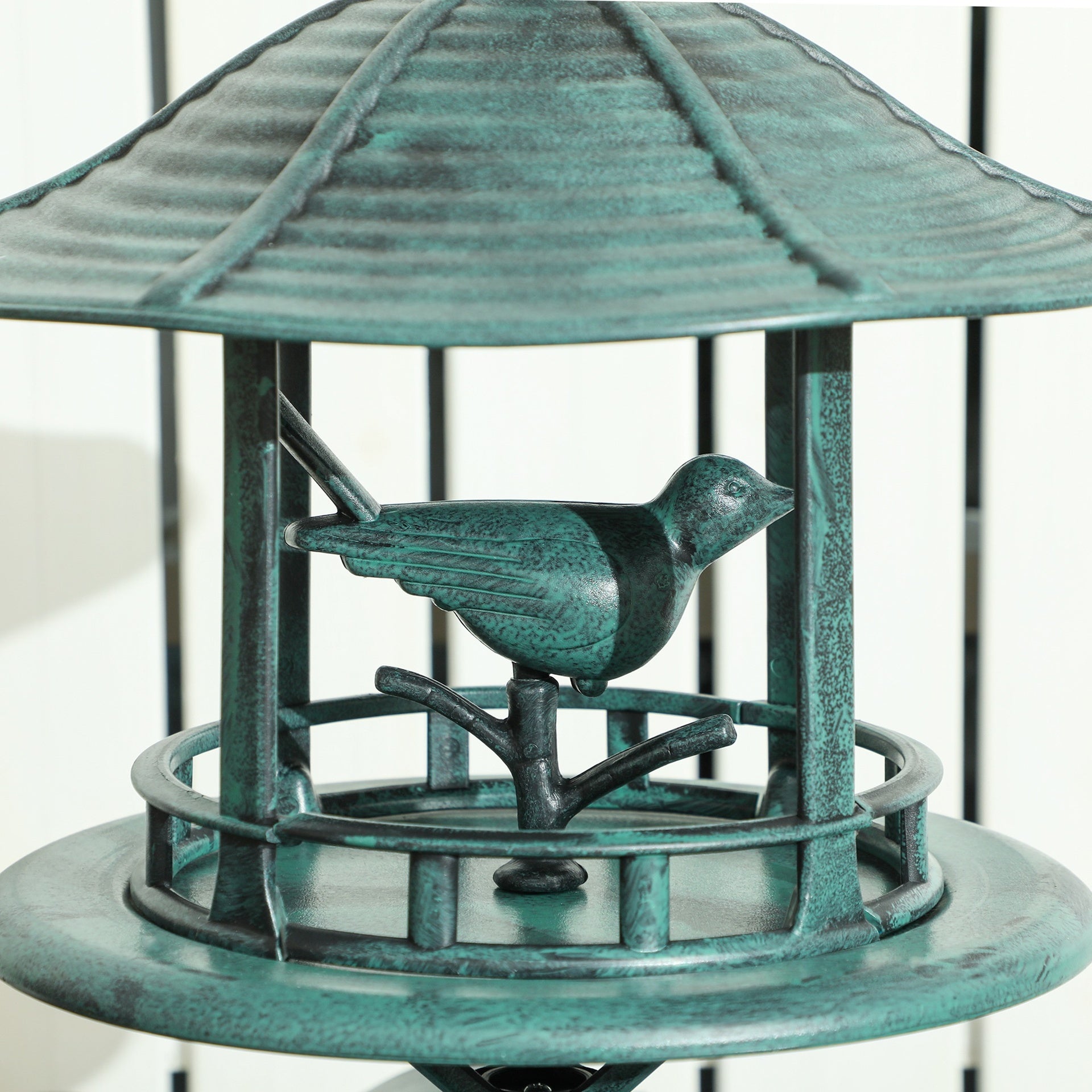 Outsunny 3 in 1 Garden Bird Bath Bowl Pedestal with Bird Feeder, Large Water Basin, Underneath Flower Planter, Green