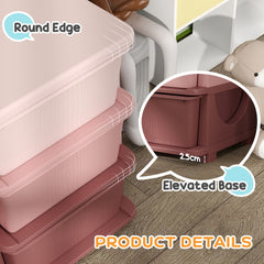 Qaba 3 Tier Kids Storage Unit, 3 Drawer Chest Toy Organizer Plastic Bins for Kids Bedroom Nursery Kindergarten Living Room for Boys Girls Toddlers, Pink