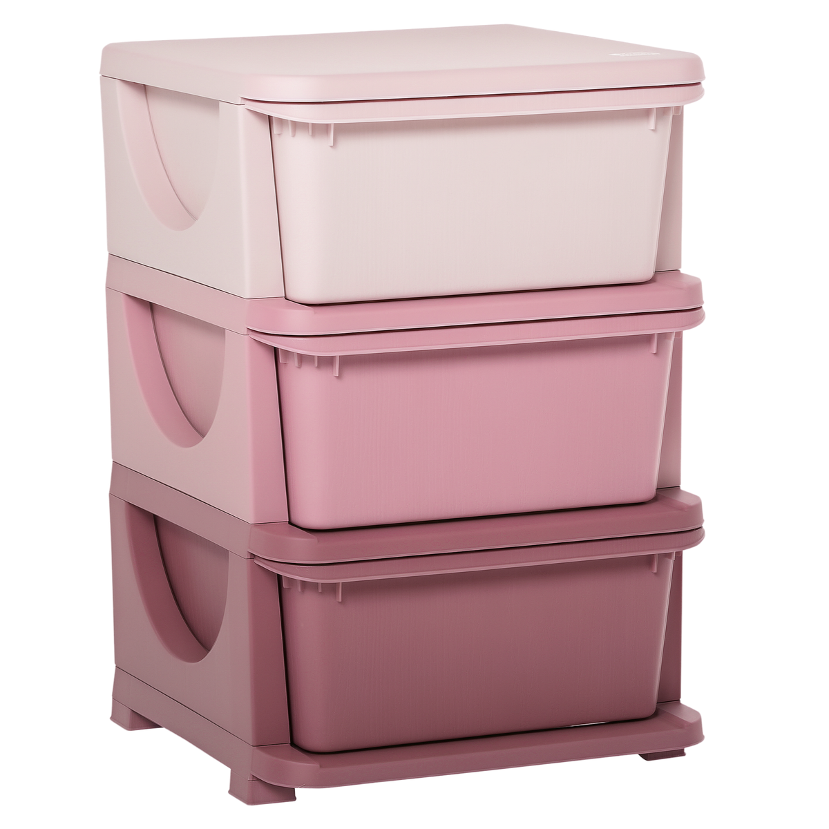 Qaba 3 Tier Kids Storage Unit, 3 Drawer Chest Toy Organizer Plastic Bins for Kids Bedroom Nursery Kindergarten Living Room for Boys Girls Toddlers, Pink