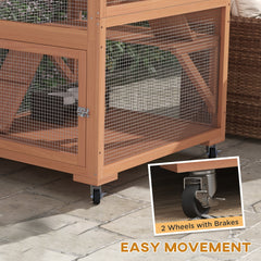 PawHut Catio, Outdoor Cat Enclosure House on Wheels with Hammock, Orange