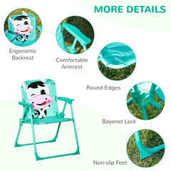 Outsunny Kids Table and Chair Set, Outdoor Folding Garden Furniture, Picnic Table for Patio Backyard, with Removable & Height Adjustable Sun Umbrella, White