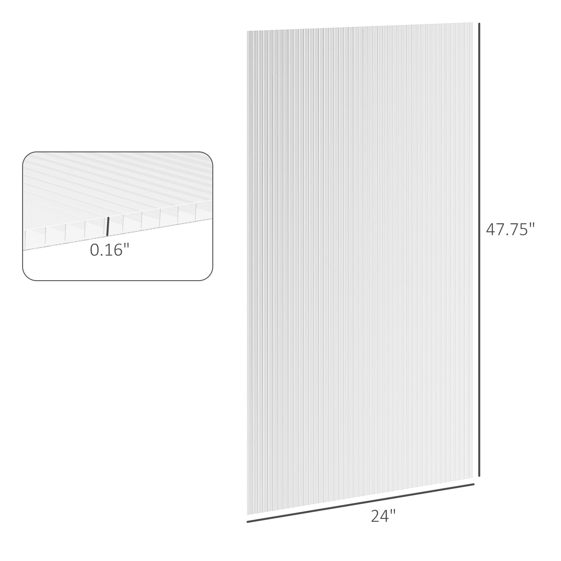 Outsunny 14 Pieces Twin-Wall Polycarbonate Panels Waterproof UV Protected Polycarbonate Greenhouse Panels, 4' x 2' x 0.16", Clear