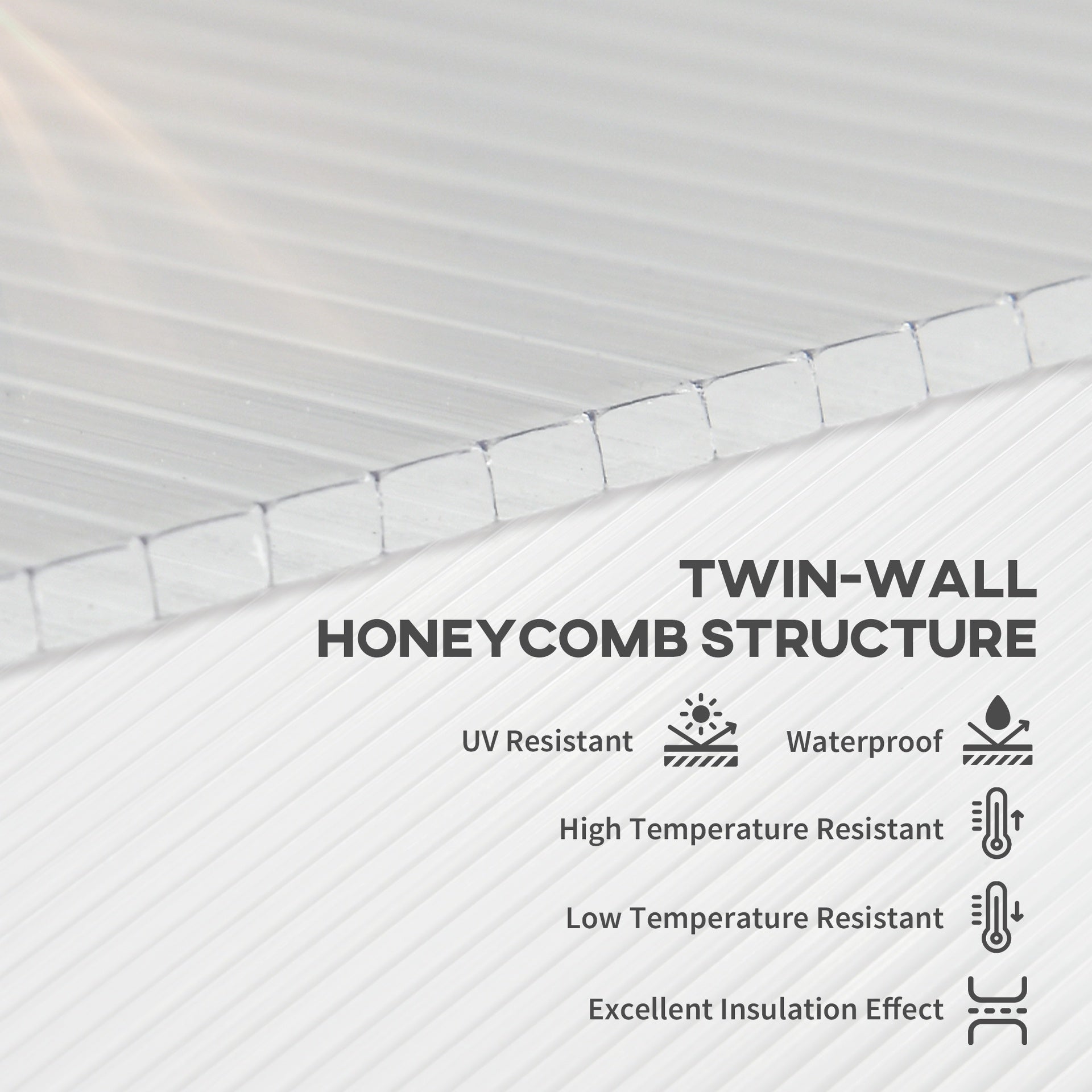 Outsunny 14 Pieces Twin-Wall Polycarbonate Panels Waterproof UV Protected Polycarbonate Greenhouse Panels, 4' x 2' x 0.16", Clear