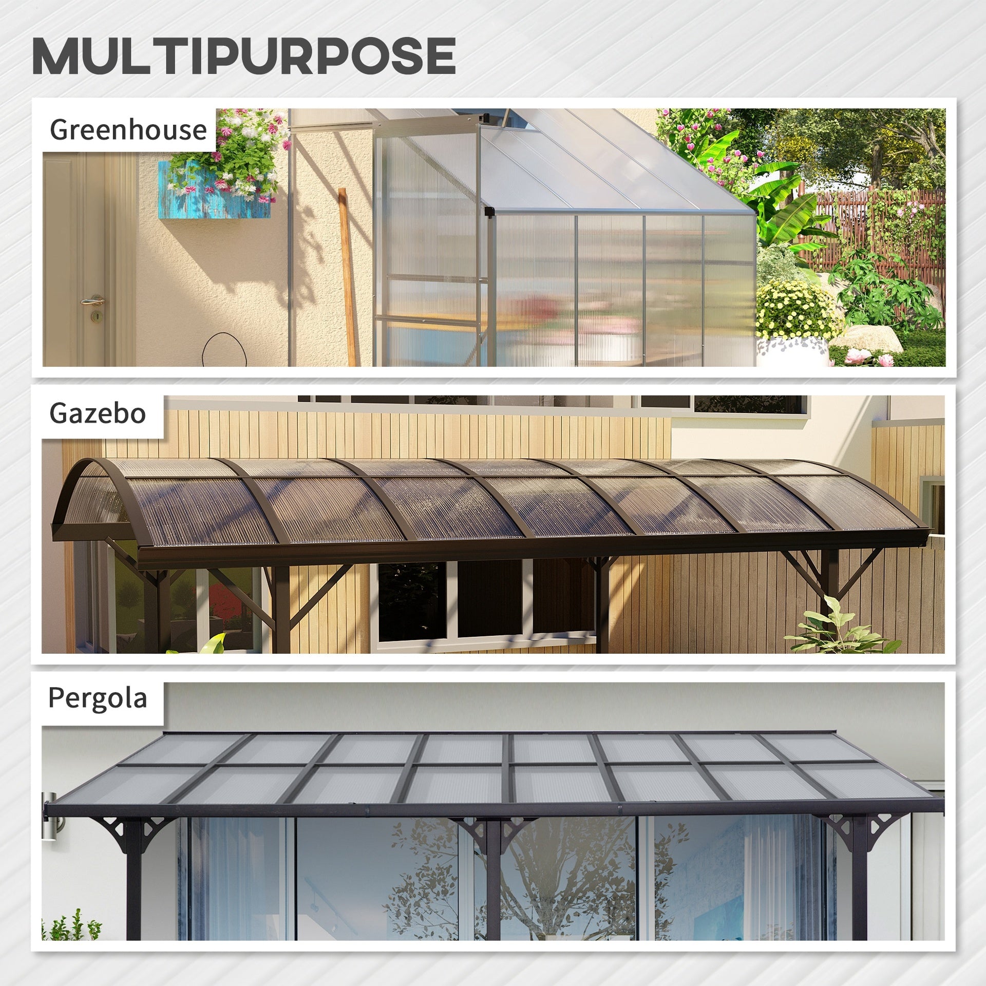 Outsunny 14 Pieces Twin-Wall Polycarbonate Panels Waterproof UV Protected Polycarbonate Greenhouse Panels, 4' x 2' x 0.16", Clear