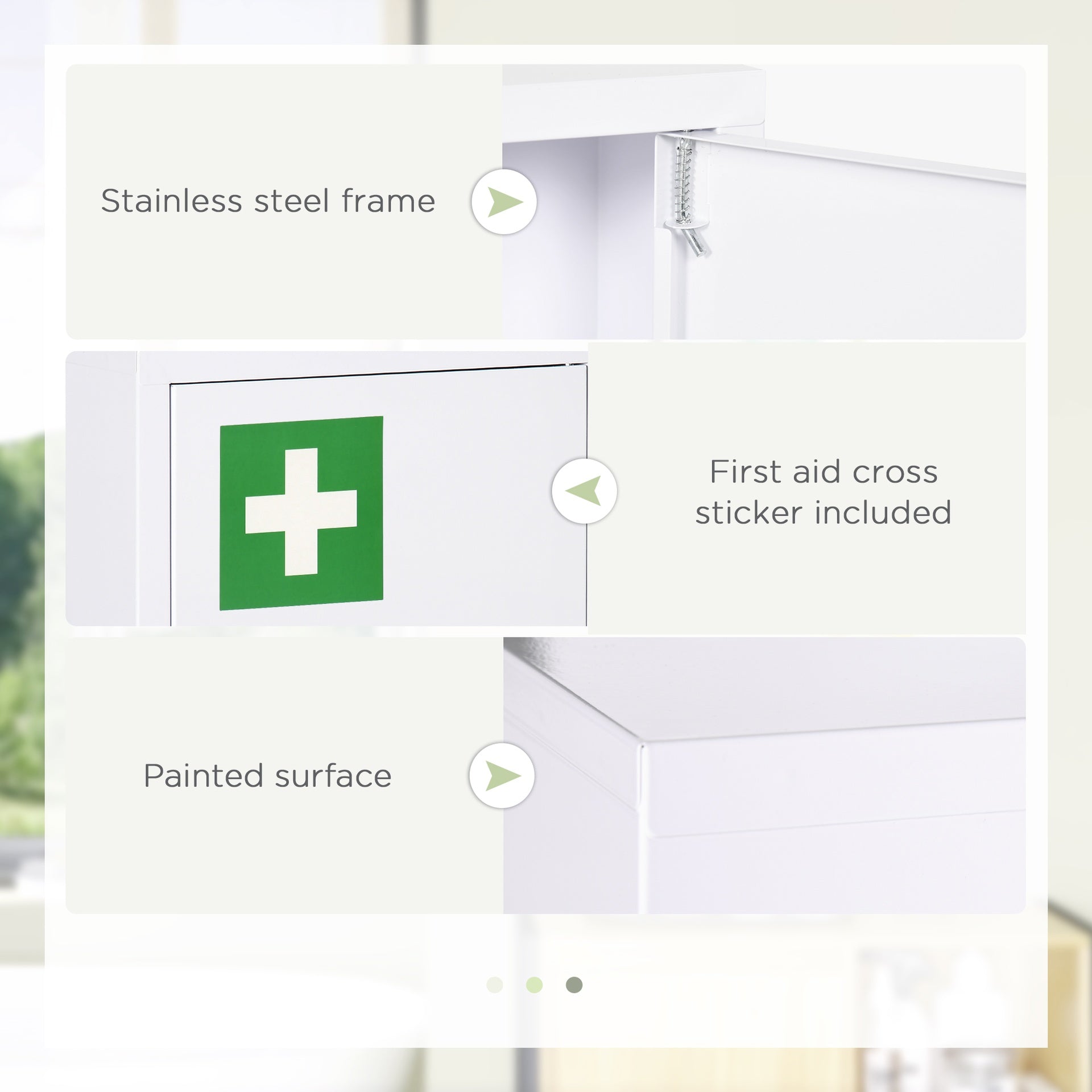 kleankin 12" x 18" Lockable Medicine Cabinet, 3 Tier Steel Medical Wall Box with 2 Keys and Shelves for Bathroom, White