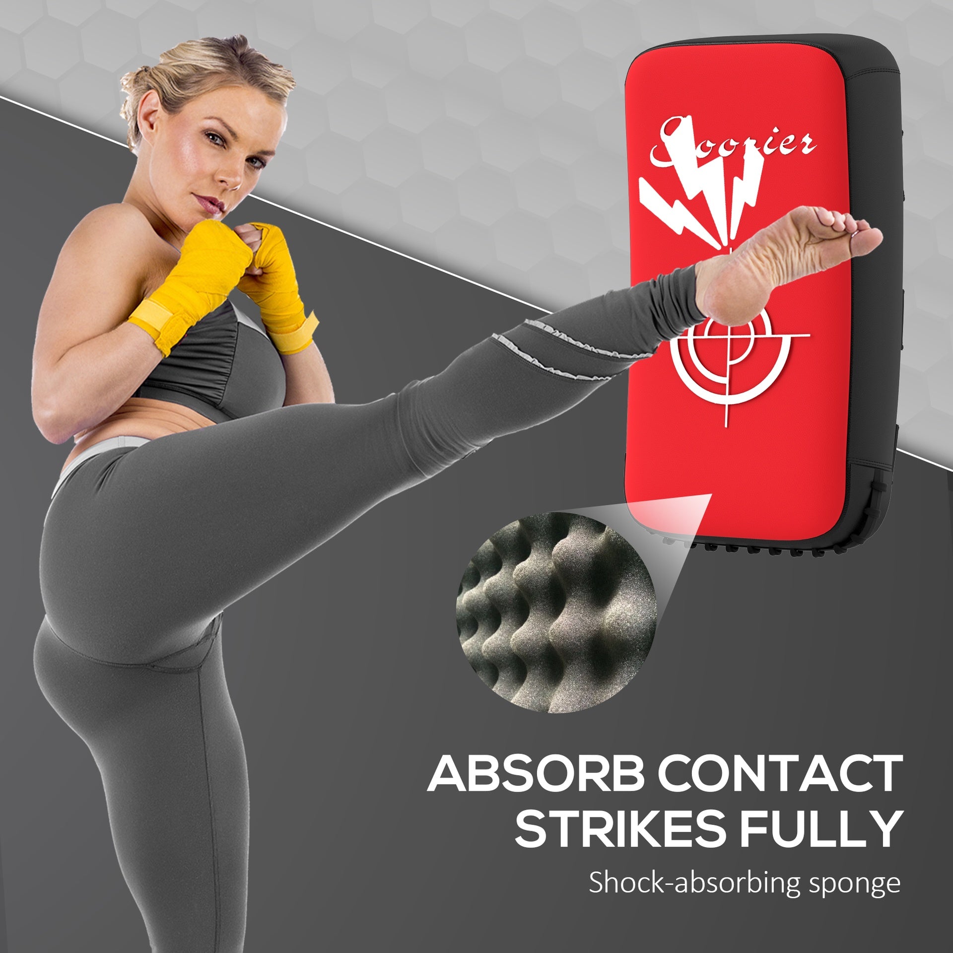 Soozier 16.5 in Muay Thai Kick Shield Punching Pad, Kick Shield for Martial Arts, Karate, Kickboxing, MMA x 1 Unit, Red