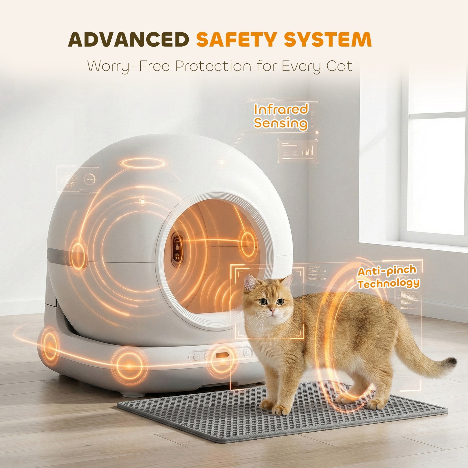 PawHut 72L Automatic Litter Box, Self Cleaning Litter Box, App Control, Odor & Noise Control, Safety Sensors, Deodorant Gel